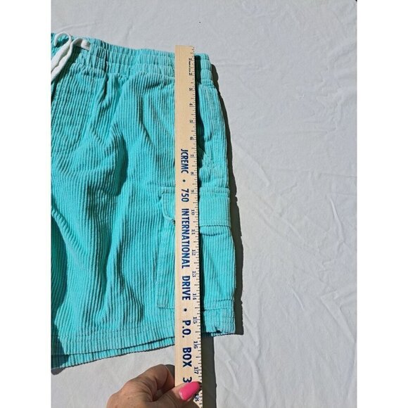 No Boundaries Teal Corduroy Cargo Shorts S (28-30) Elastic Waist Drawstring Wome - Picture 5 of 9